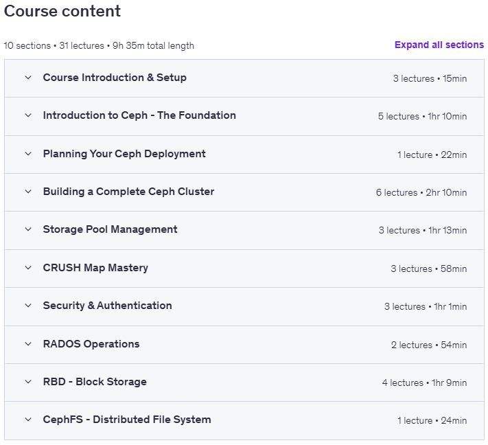 موضوعات الدورة · Ceph Storage Mastery: دليل كامل مع 25 اليدين على المختبرات 2025-10