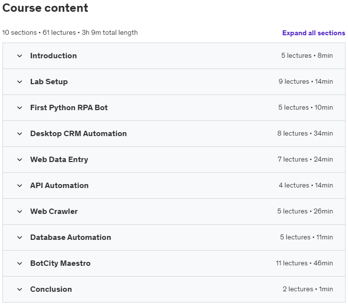 Course topics · RPA with Python and BotCity – Build and Manage Automations 2024-1