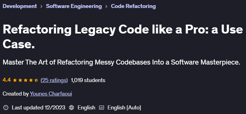 Pictures · Udemy — Refactoring Legacy Code like a Pro: a Use Case. 2023-12