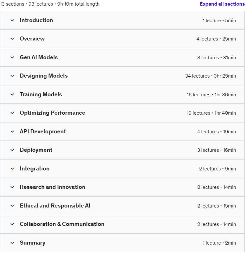 Course topics · Master in Generative AI (Artificial Intelligence) 2024-8