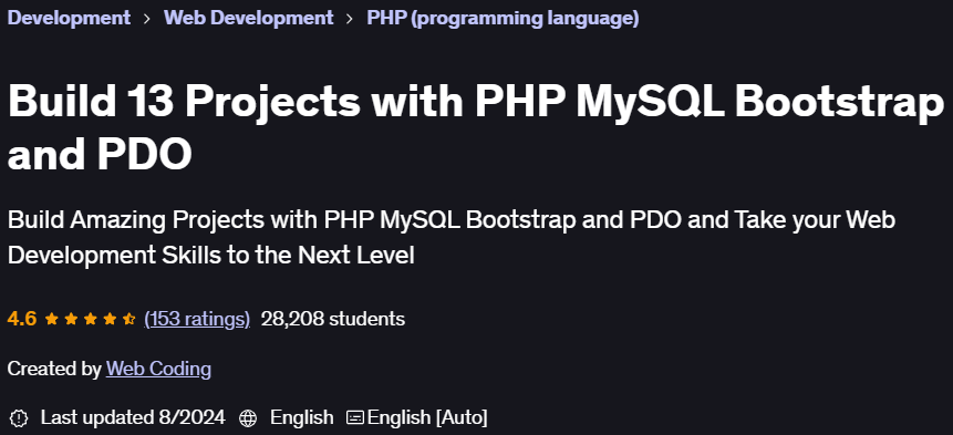Pictures · Build 13 Projects with PHP MySQL Bootstrap and PDO 2024-8