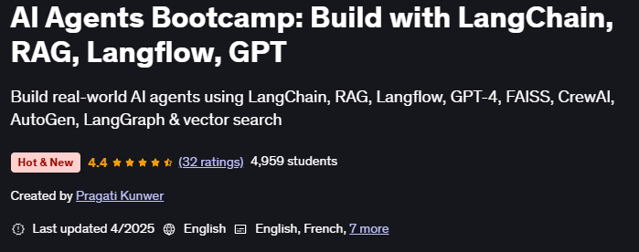 이미지 · AI 에이전트 Bootcamp : LangChain, RAG, Langflow, GPT로 구축 2025-3