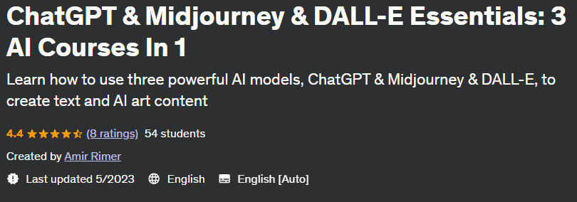 Pictures · Udemy — ChatGPT & Midjourney & DALL-E Essentials: 3 AI Courses In 1 2023-1