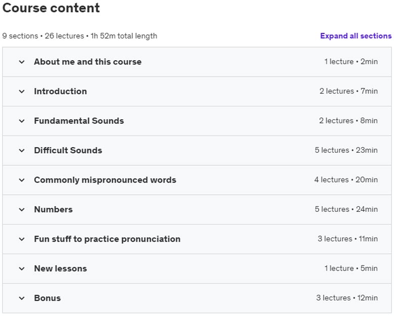 Course topics · American English Pronunciation for Beginners 2022-5
