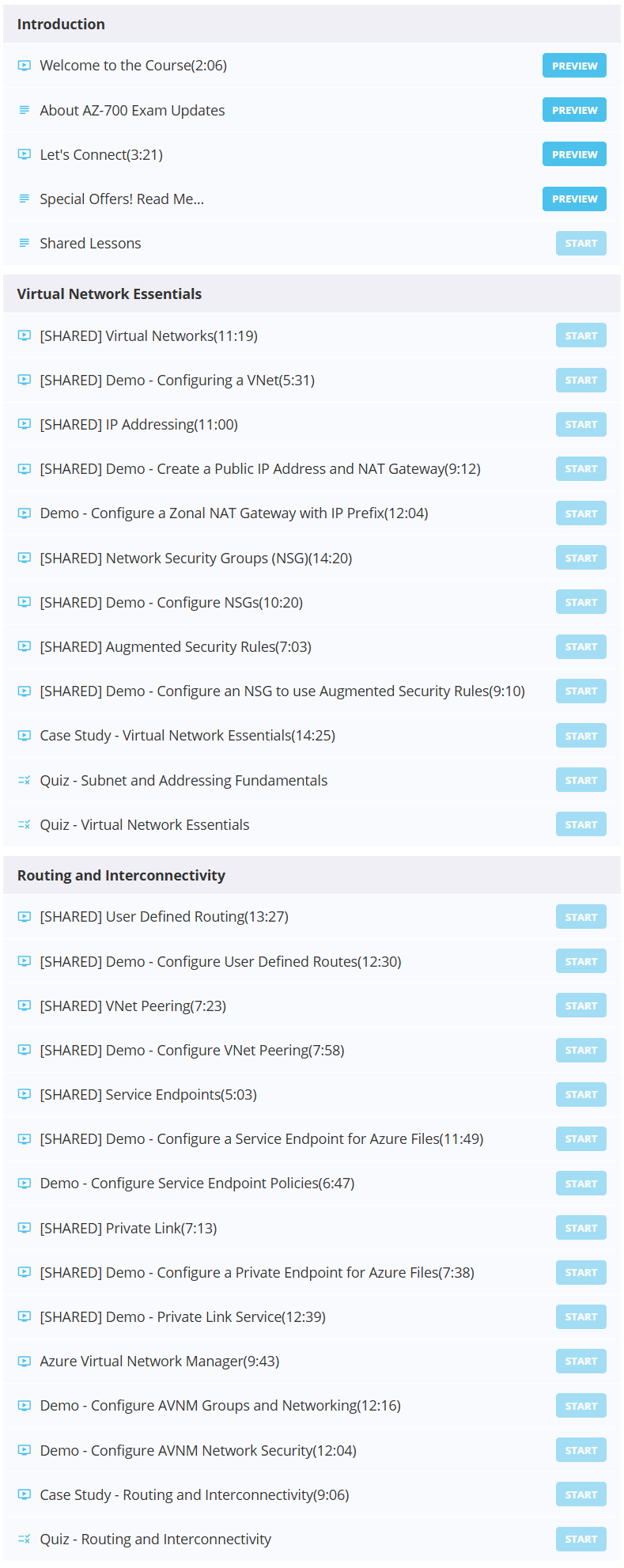 Course topics · Cloudlee — AZ-700 Microsoft Azure Network Engineer 2025-6