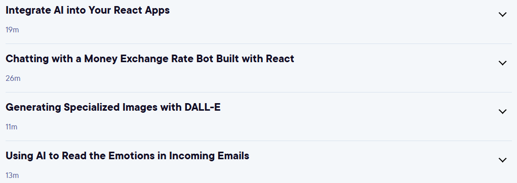 Course topics · Pluralsight — AI-powered React Applications: Building Intelligent Interfaces 2025-2