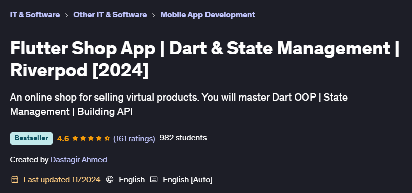 Pictures · Udemy — Flutter Shop App | Dart & State Management | Riverpod [2024] 2024-9
