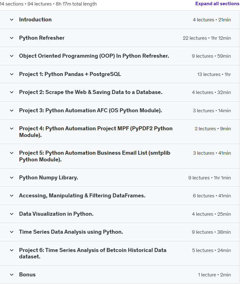 Course topics · Udemy — Time Series Analysis:Hands-On Projects & Advanced Techniques 2024-6