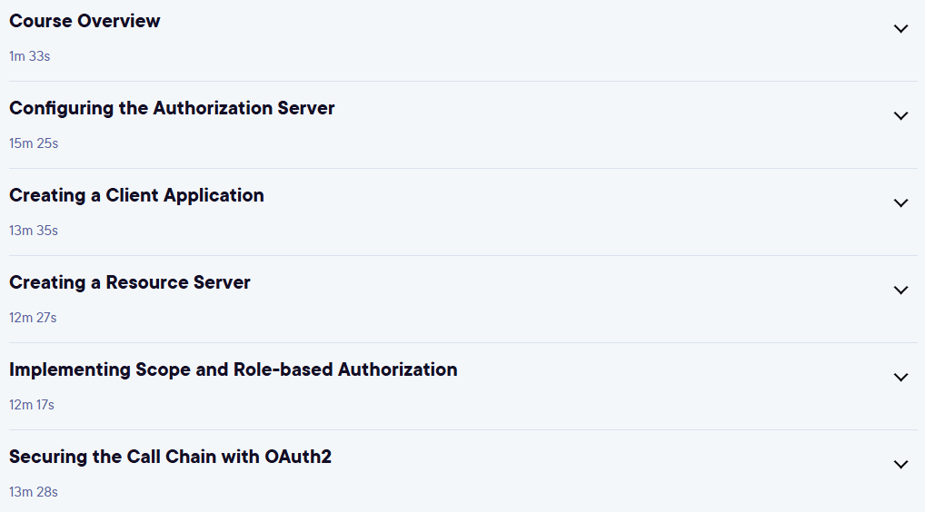 Course topics · Pluralsight — Authentication and Authorization in Spring Boot 3 Using Oauth2 2023-6