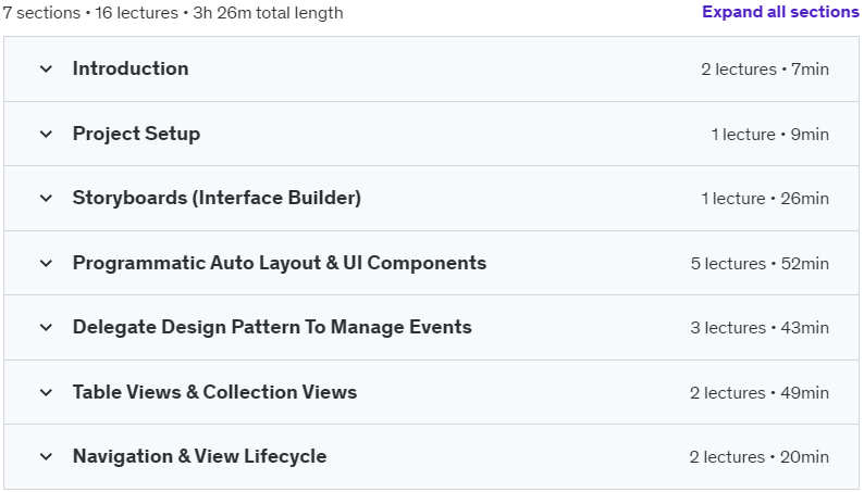 Course topics · Udemy — UIKit Unleashed: From Beginner to Pro for iOS Developers 2024-7