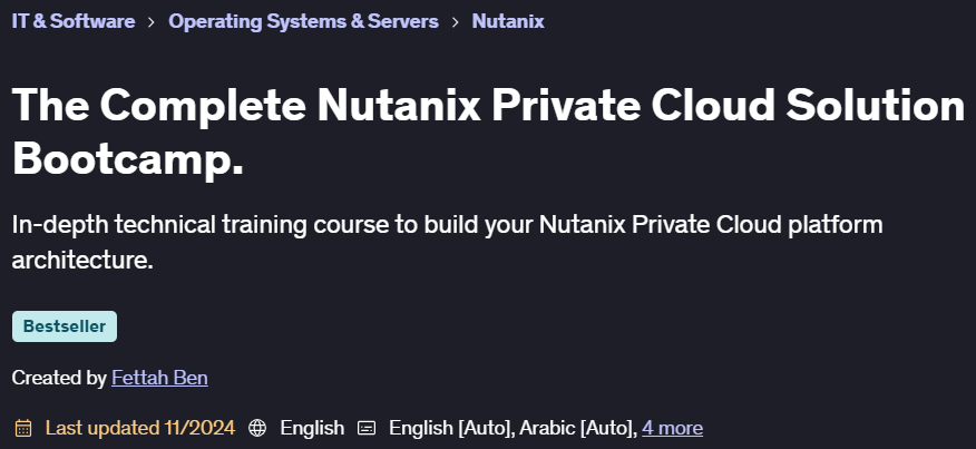 Pictures · The Complete Nutanix Private Cloud Solution Bootcamp. 2024-11