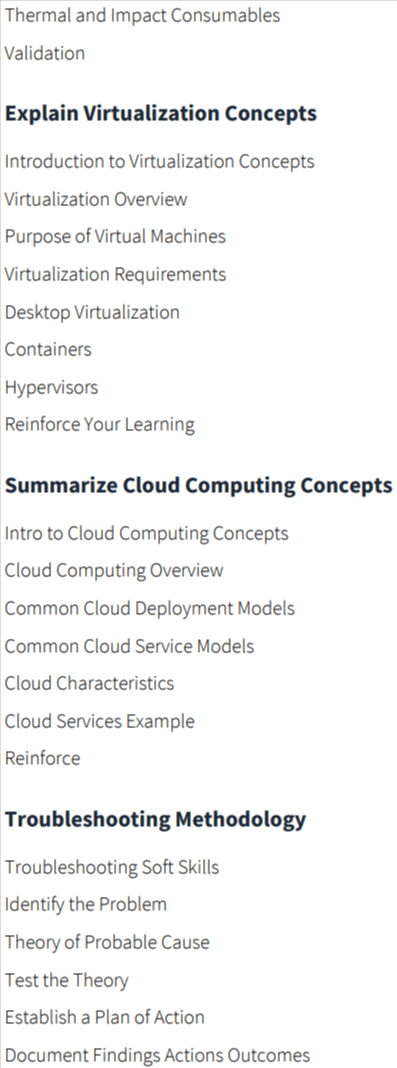 Kursthemen · CBTNuggets - CompTIA A + Kern 1 (220-1201Online Training 2025-7