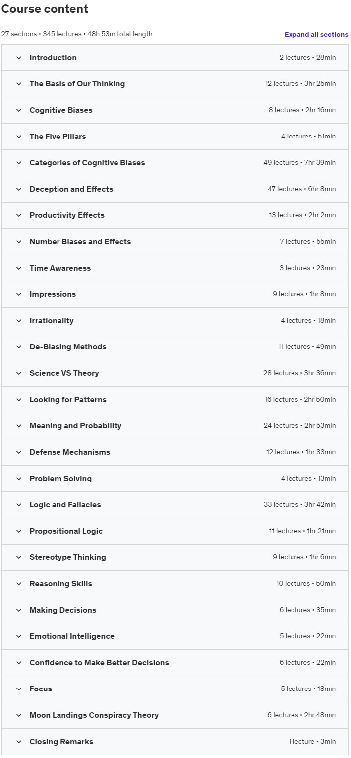 Course topics · Udemy — Critical Thinking 2024-9