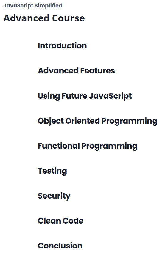 Course topics · JavaScript Simplified – Advanced Course 2023-7
