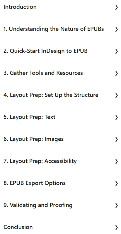 Course topics · InDesign to EPUB: Creating Ebooks 2023-9