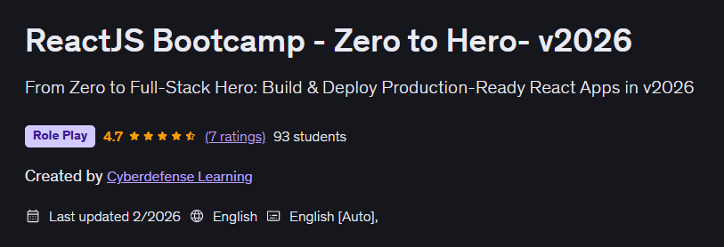 이미지 · ReactJS Bootcamp - Zero to Hero - V2026에 대한 리뷰 보기 2026-2