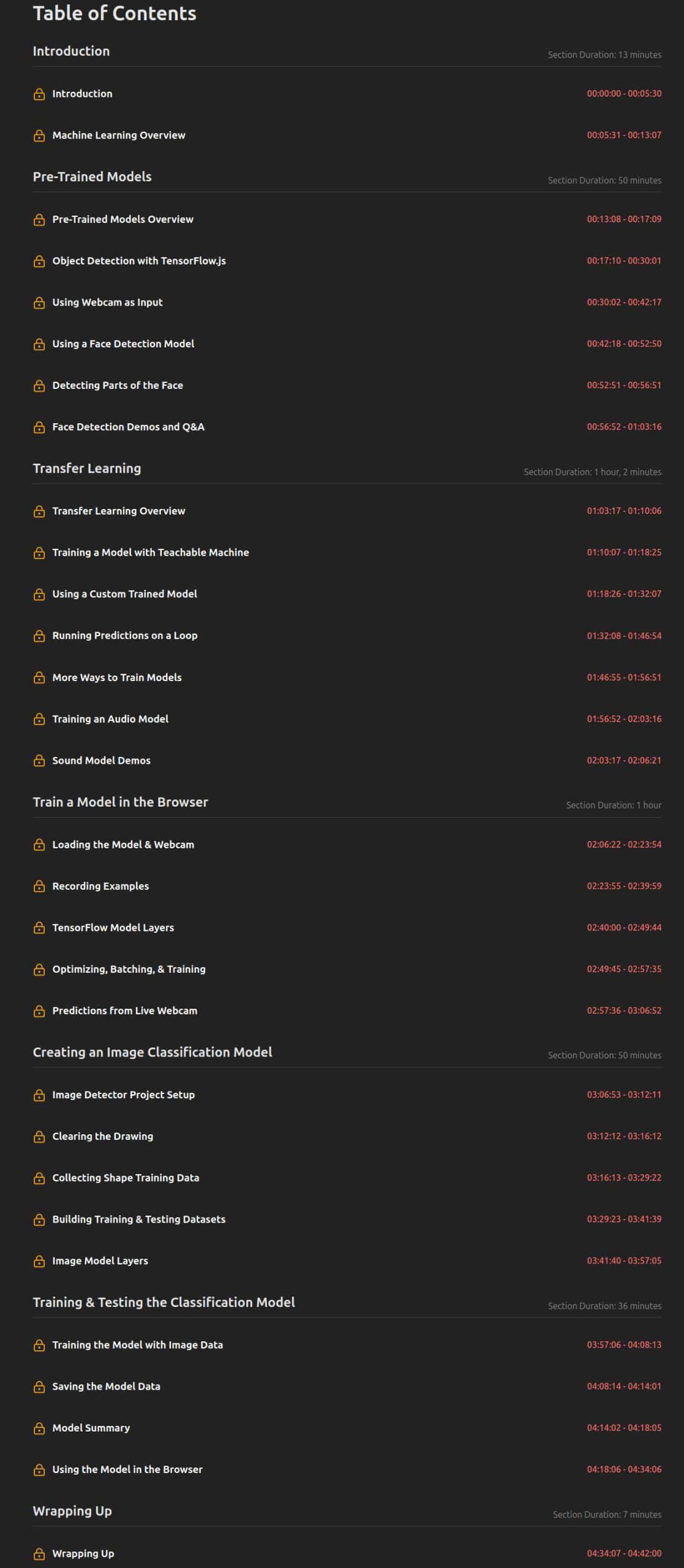 Course topics · Machine Learning in JavaScript with TensorFlow.js 2024-7