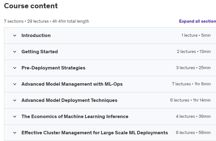 Course topics · Udemy — LLMOps & ML Deployment: Bring LLMs and GenAI to Production 2024-4