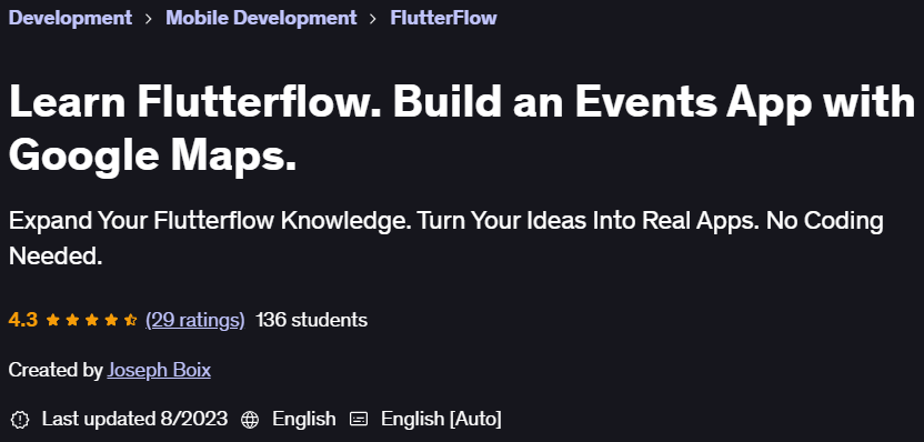 Pictures · Udemy — Learn Flutterflow. Build an Events App with Google Maps. 2023-6