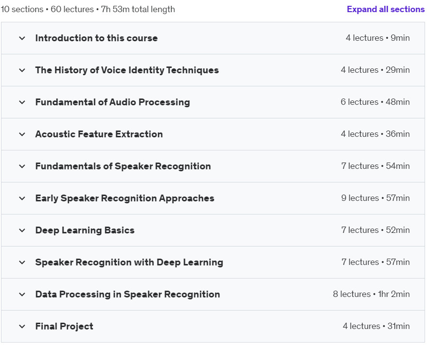 Course topics · Speaker Recognition | By Award Winning Textbook Author 2023-3
