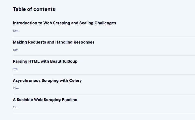 Course topics · Python: Scalable Web Scraping and API Workflows 2025-8