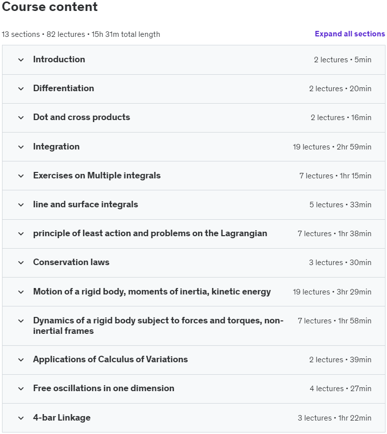 Course topics · Multivariable Calculus and Classical Physics problems 2023-10