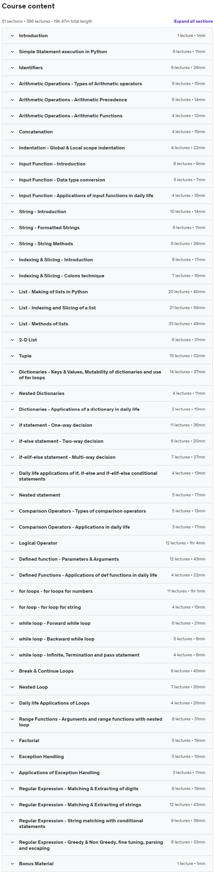 Course topics · Python – Learn step by step 2022-1