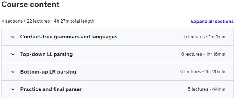 Course topics · Udemy — Parsing Algorithms 2020-10