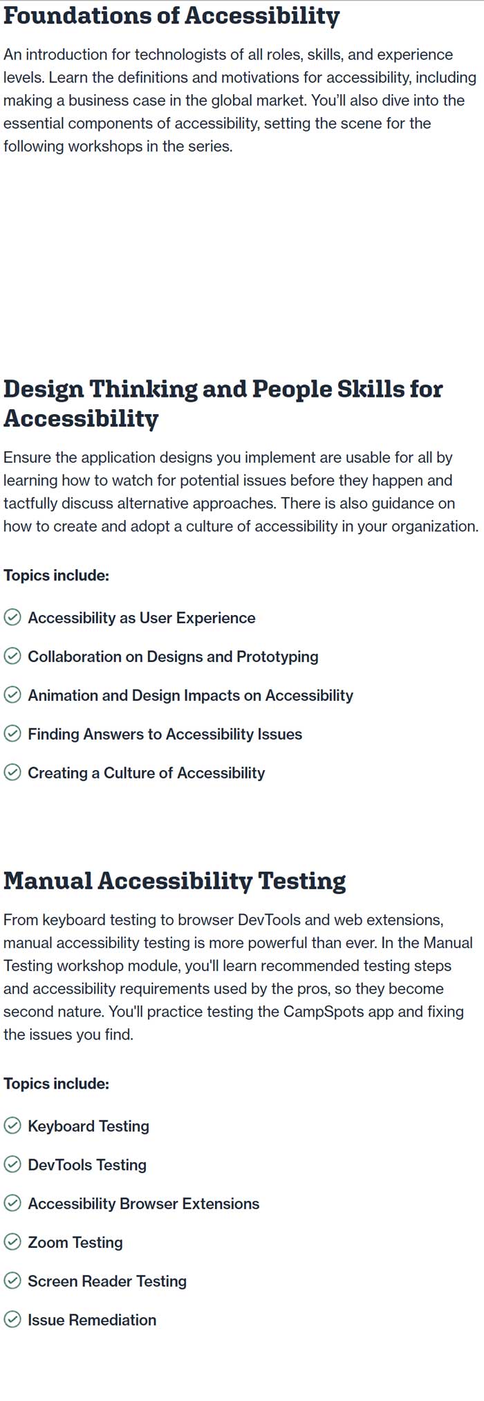 Course topics · TestingAccessibility — Build & Test Accessible Web Apps | Testing Accessibility 2024-11