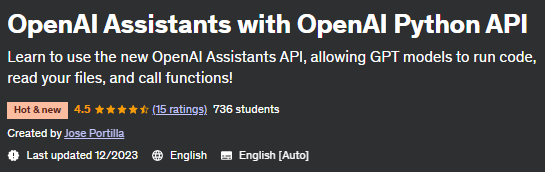 Pictures · Udemy — OpenAI Assistants with OpenAI Python API 2023-12