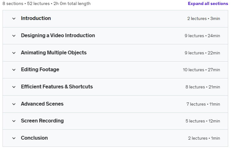 Course topics · Udemy — Camtasia 2023 Video Editing – Practical Video Editing 2023-6