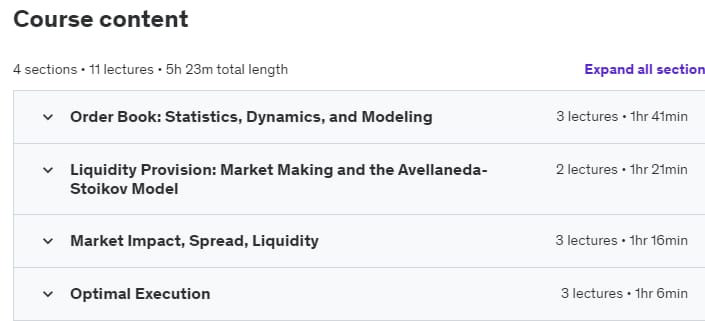 Course topics · Udemy — A Primer on Quant Trading 2024-1