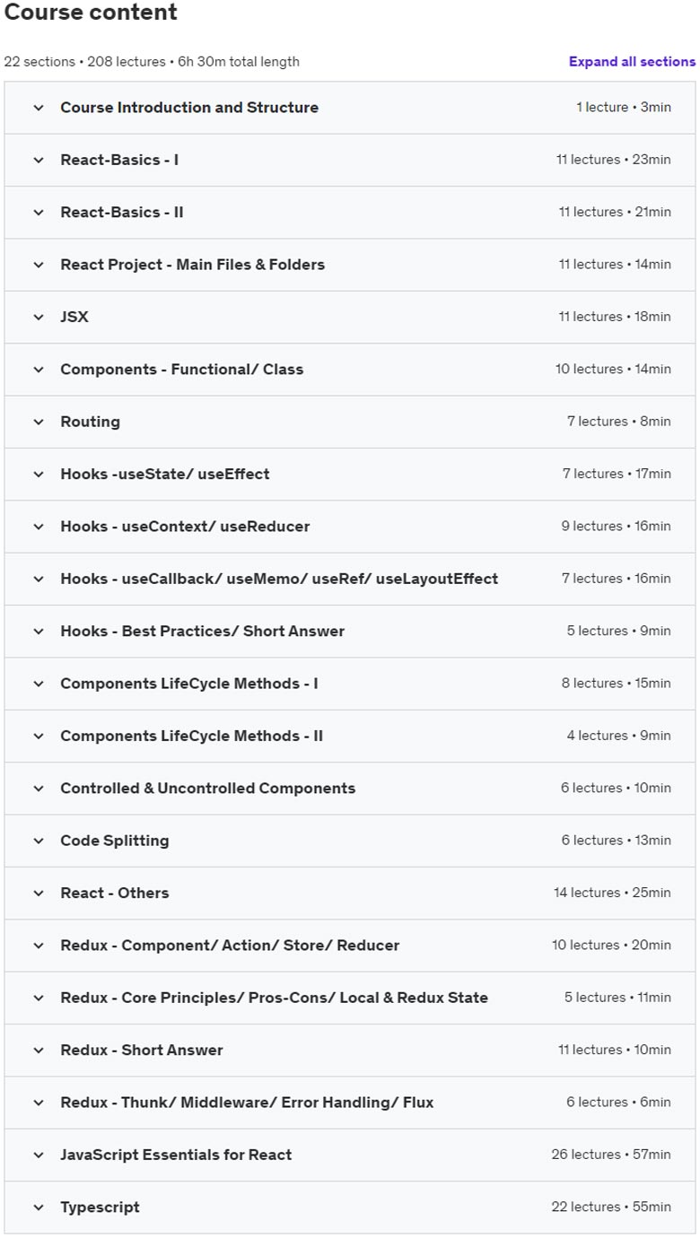 Course topics · React Interview Masterclass: Top 200 Questions (with PDF) 2024-1