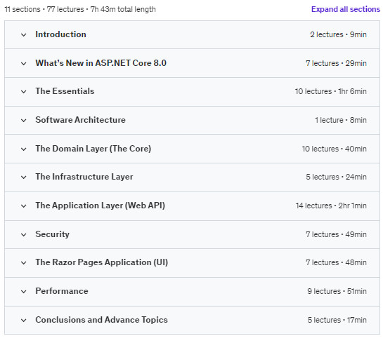 Course topics · Udemy — ASP.NET Core 8 Complete Guide 2023 – [Task Management App] 2023-10