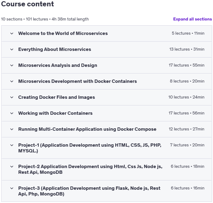 Course topics · Learn Microservices with Dockers 2025-2