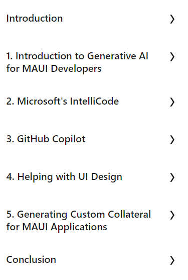 Course topics · Leveraging GenAI in .NET MAUI Development 2024-7