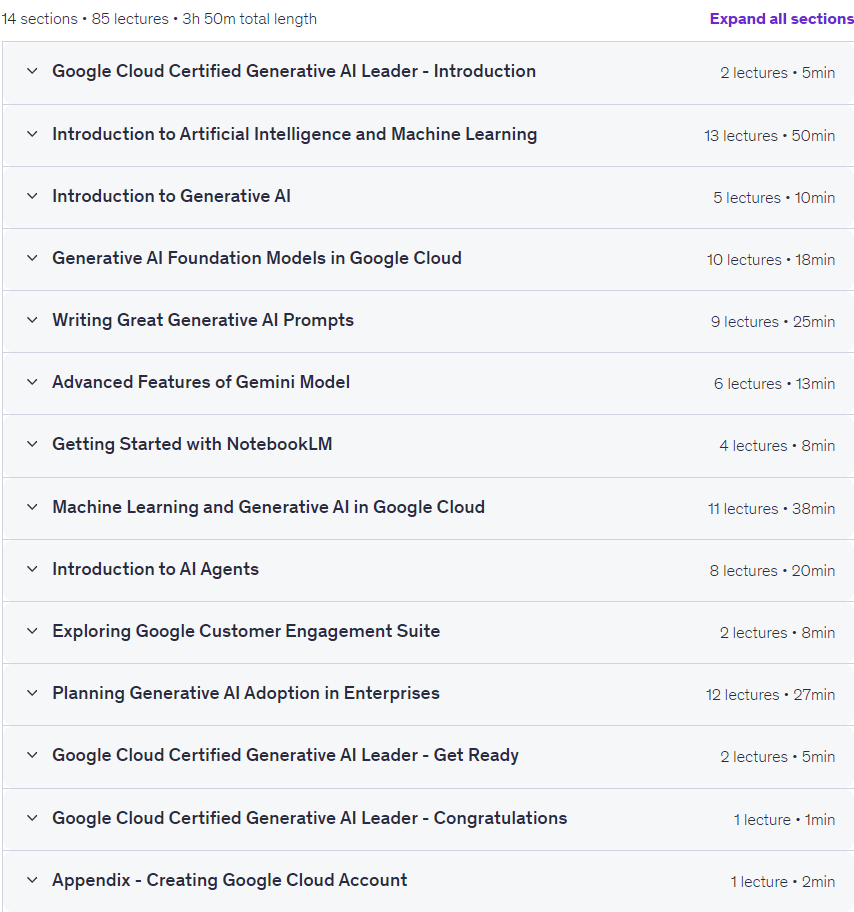 موضوعات الدورة · كونك جيراني AI الزعيم - Google Cloud شهادة 2026-8