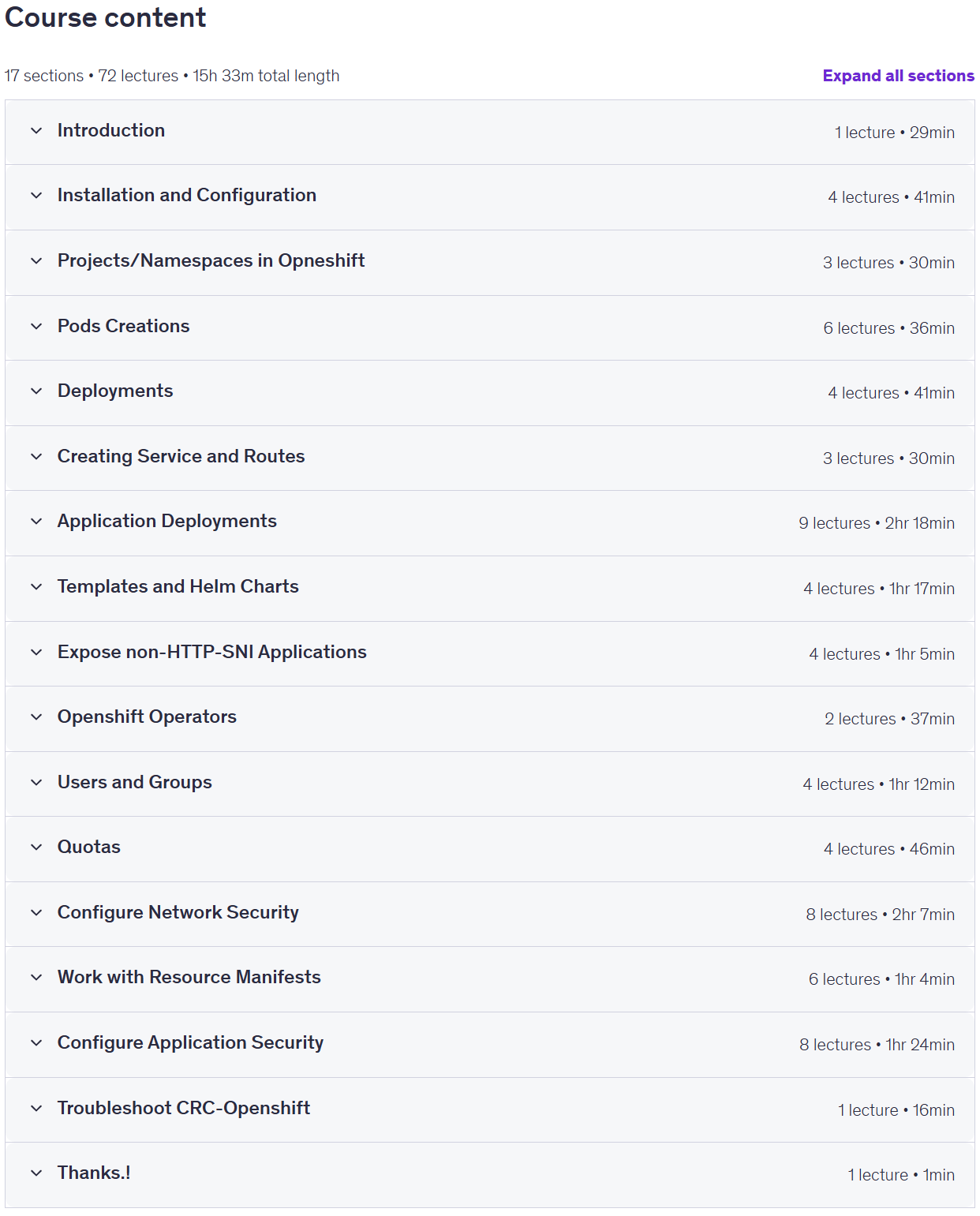 Course topics · RedHat Openshift Administrator 2026-8