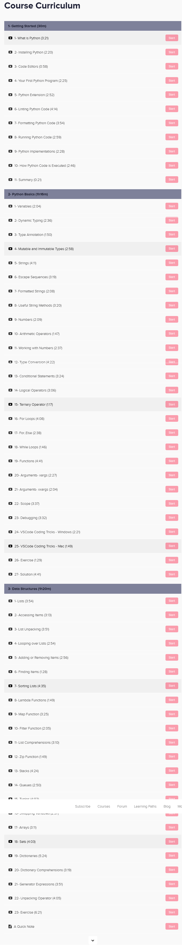 Course topics · Code with Mosh – Python Programming for Developers 2019-6