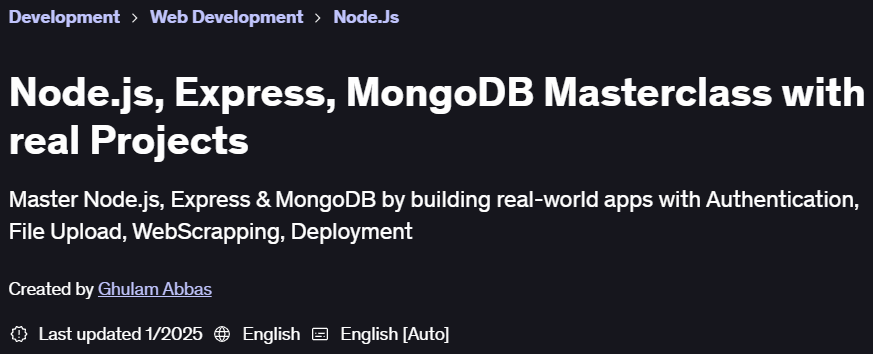 Pictures · Node.js, Express, MongoDB Masterclass with real Projects 2023-9