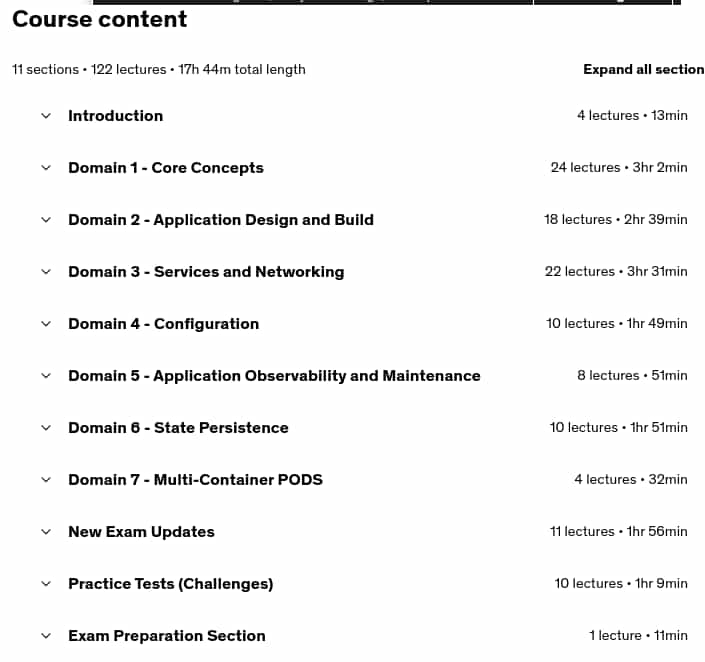 Course topics · Certified Kubernetes Application Developer 2025 2025-5