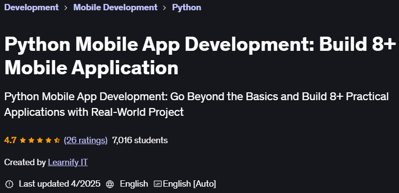 Pictures · Udemy — Python Mobile App Development: Build 8+ Mobile Application 2025-4