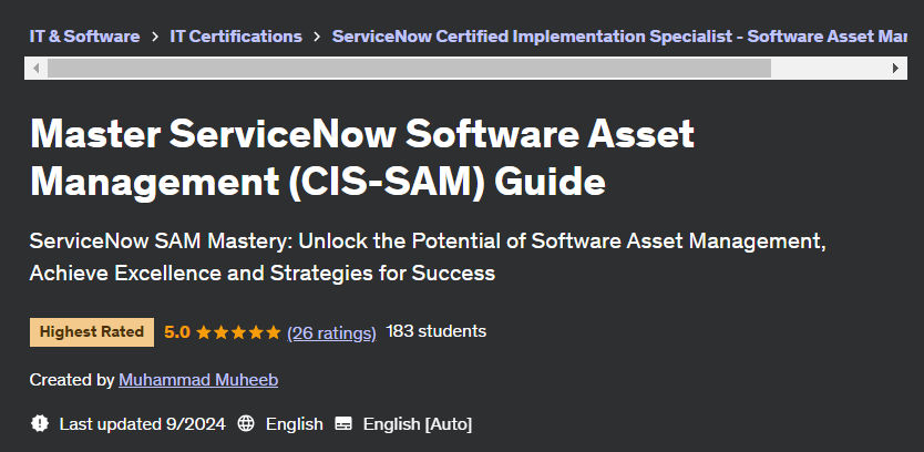 Pictures · Udemy — Master ServiceNow Software Asset Management (CIS-SAM) Guide 2024-9