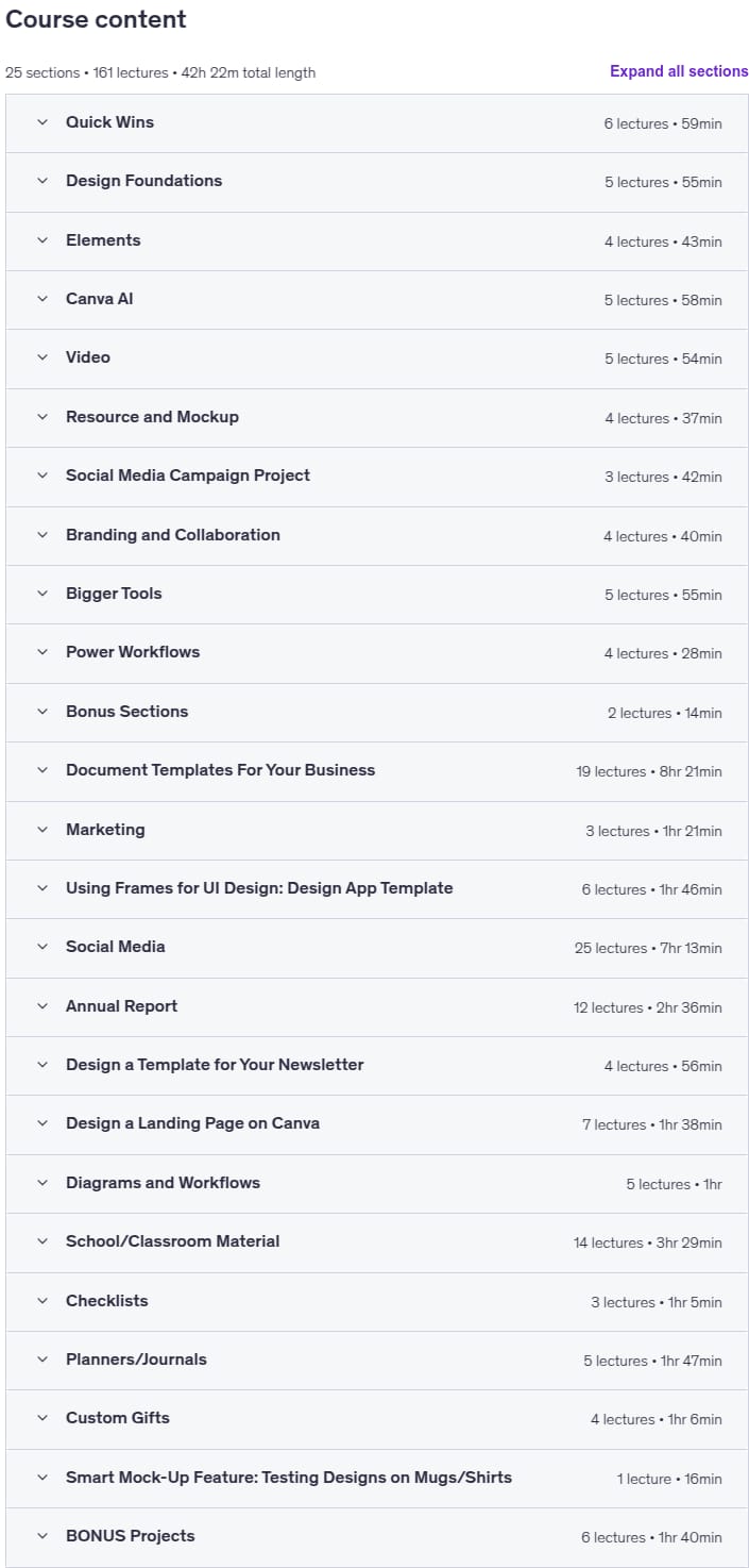 Temas del curso · Completo Canva Megacourse: Inicio a Expertos 2025-10