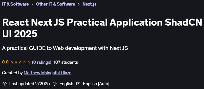 Pictures · Udemy — React Next JS Practical Application ShadCN UI 2025 2025-2