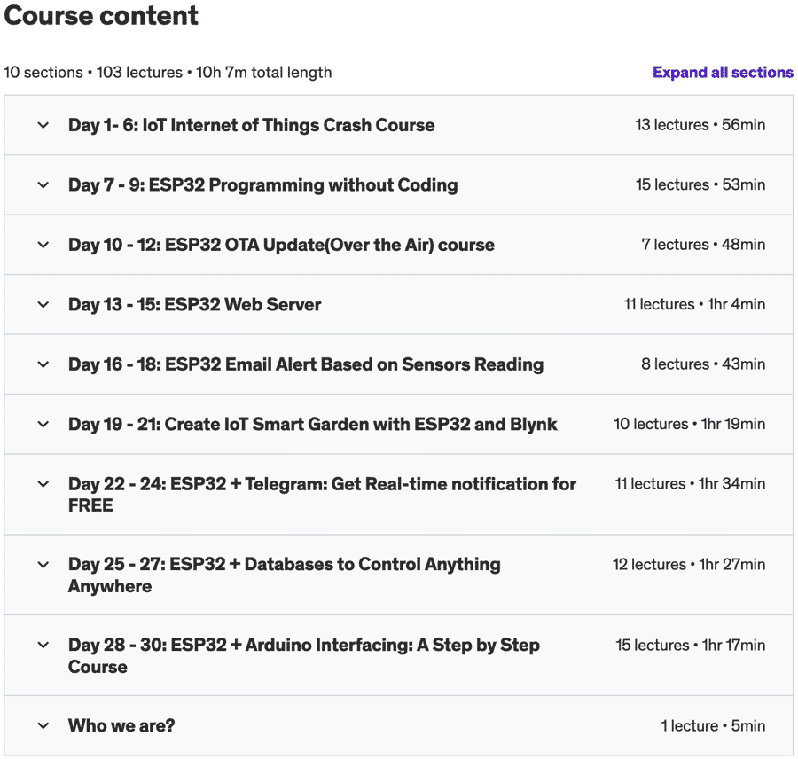 Course topics · Learn ESP32 with this 30 Days Challenge 2022-3