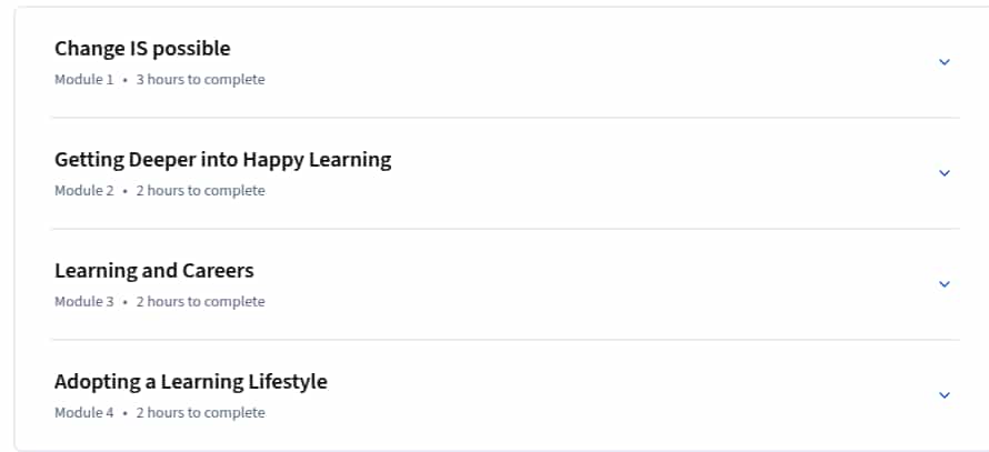 Course topics · Coursera — Mindshift: Break Through Obstacles to Learning and Discover Your Hidden Potential 2025-9