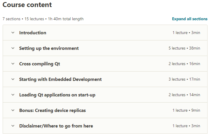 Course topics · Udemy — Embedded Development with Qt5 from scratch! 2020-11