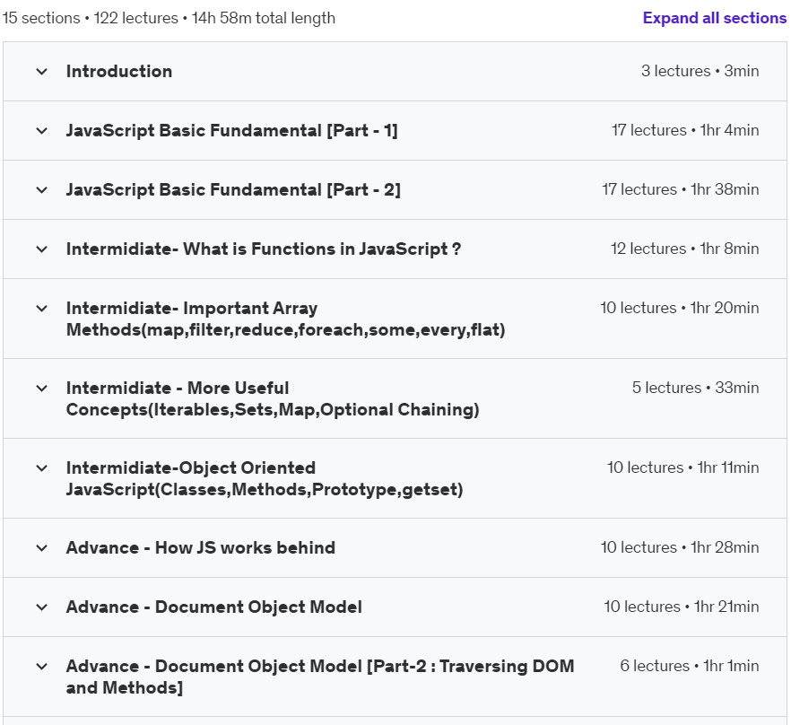 Course topics · Udemy — JavaScript Mastery 2024: Zero to Expert with Interview Prep 2024-2