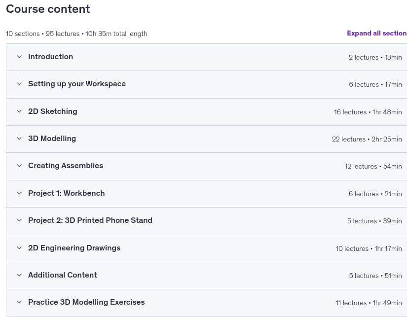 Course topics · Autodesk Fusion 360 (2026) – Complete Beginners Guide 2026-4